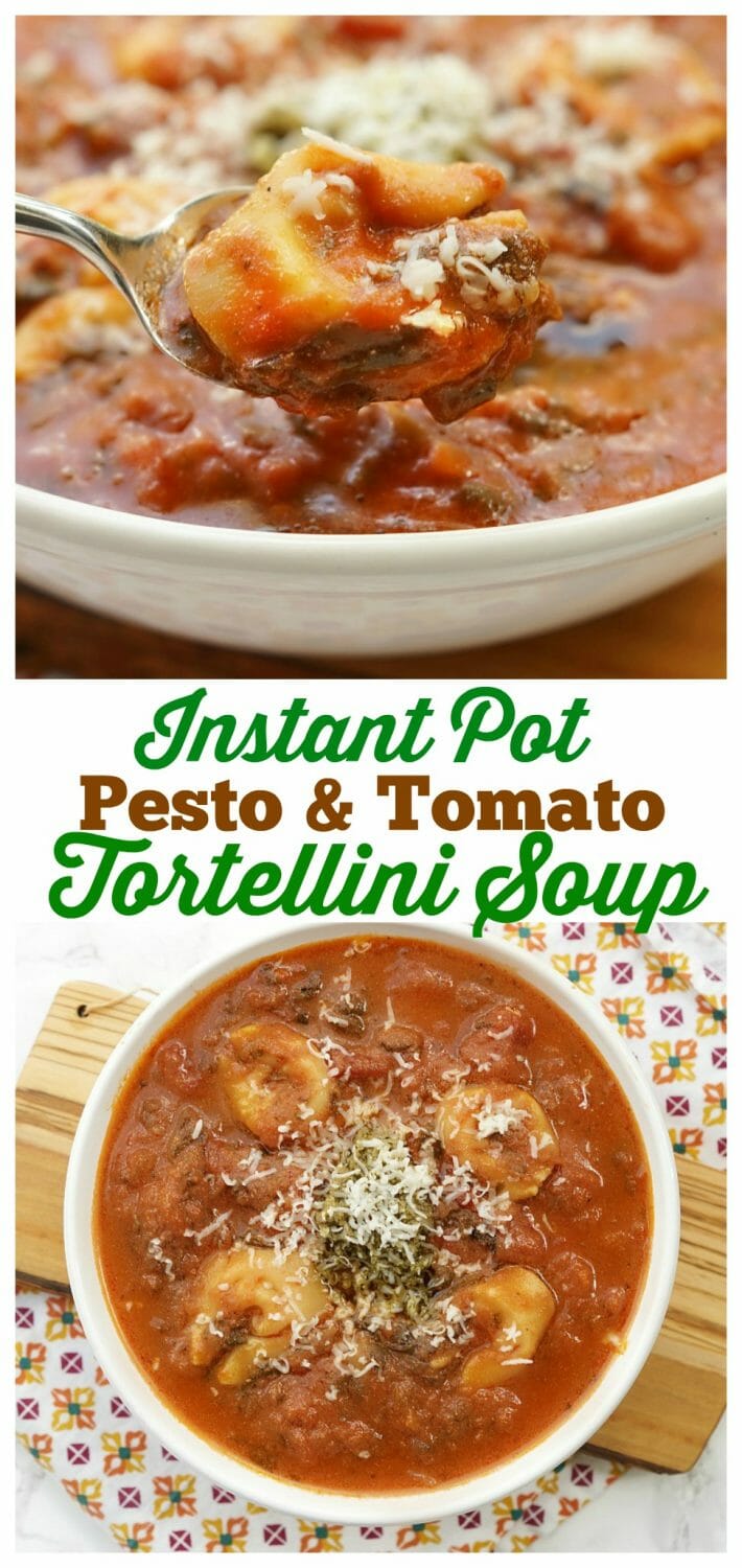 Instant Pot Tomato Soup with Cheese Tortellini and Pesto 