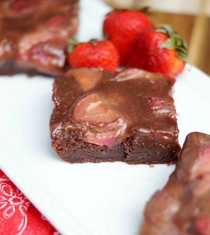 Chocolate Covered Strawberry Nutella Brownies