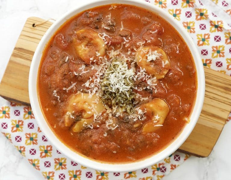 Instant Pot Tomato Soup with Pesto and Tortellini 