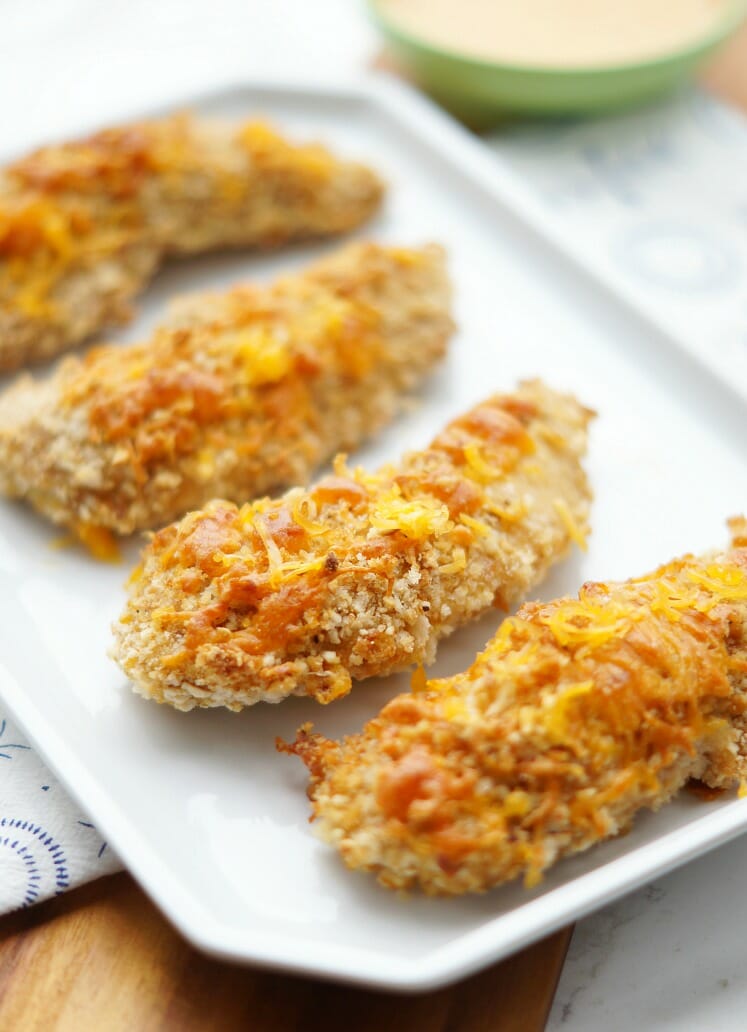 Cheddar and Pretzel Crusted Chicken Tenders