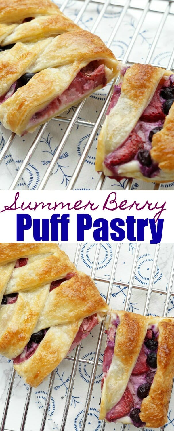 Summer Berry Puff Pastry with Strawberries, Blueberries, and Cream Cheese