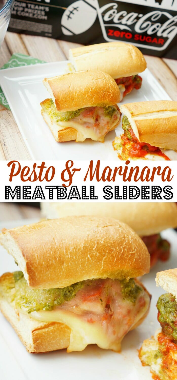 Pesto and Marinara Meatball Sliders