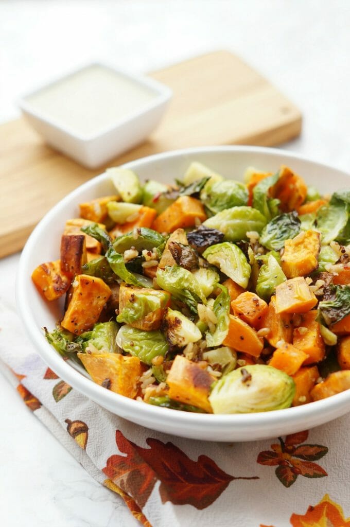 Roasted Sweet Potato and Brussels Sprout Salad
