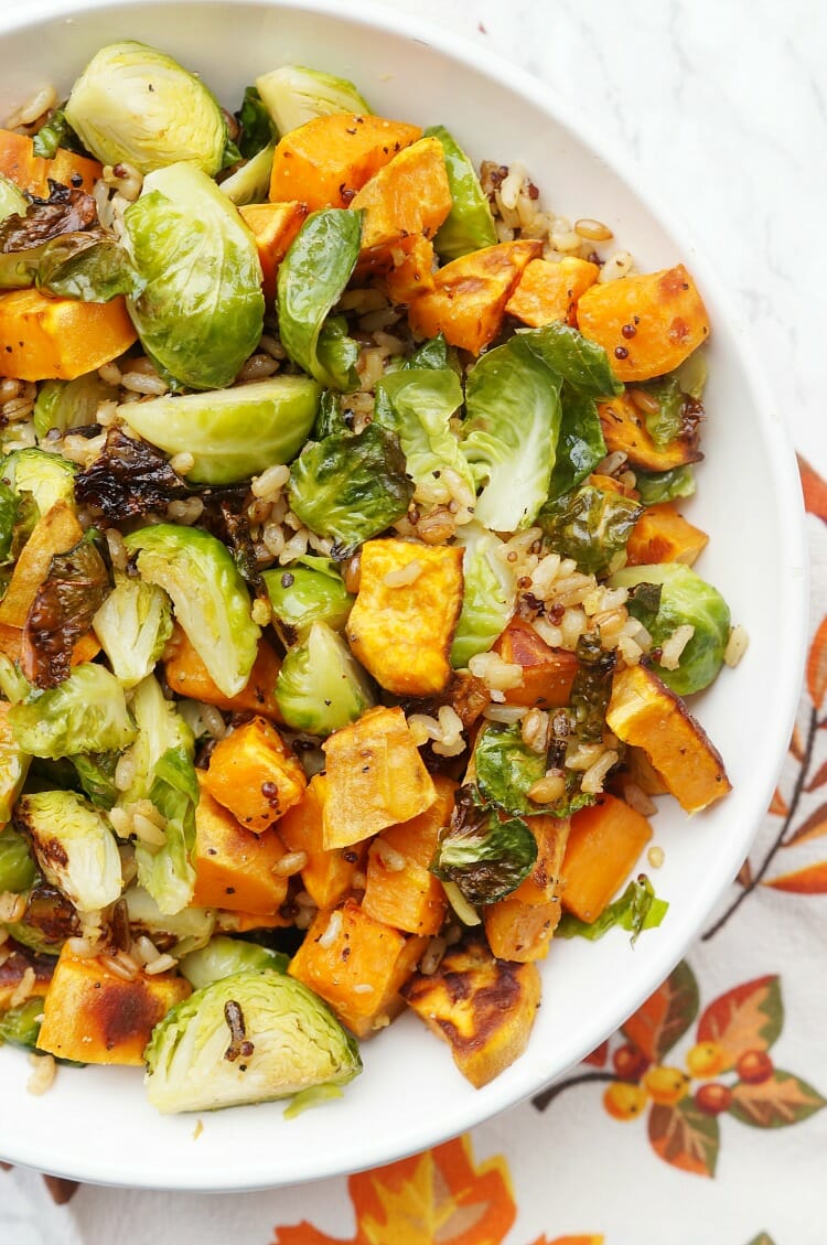 Roasted Sweet Potato and Brussels Sprout Salad