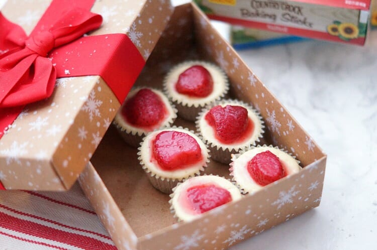 The Best Cookie Exchange Cookies! Mini Strawberry Cheesecakes