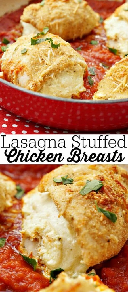 Easy One Pot Dinner Recipe, Lasagna Stuffed Chicken Breasts 