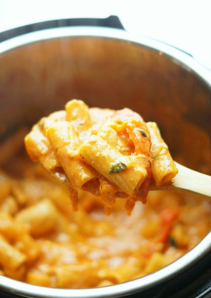Instant Pot Creamy Chicken Rigatoni with Vegetables and Tomato Cream Sauce 