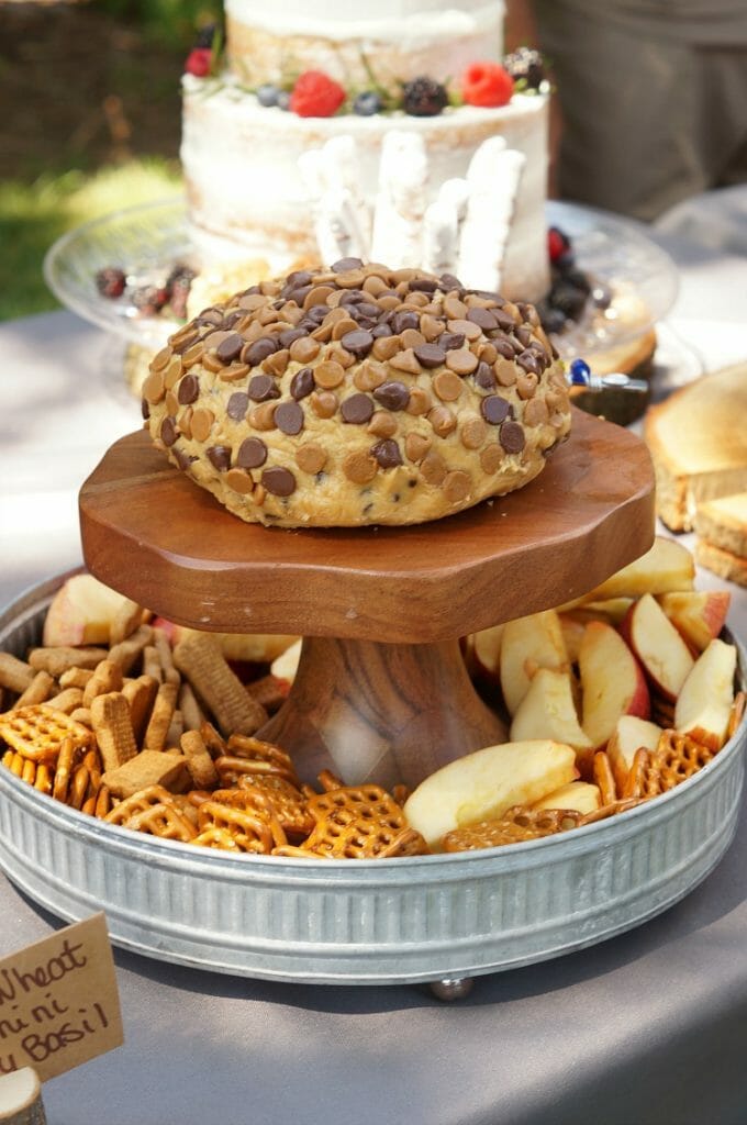 Peanut Butter Cup Cheeseball on a party serving tray