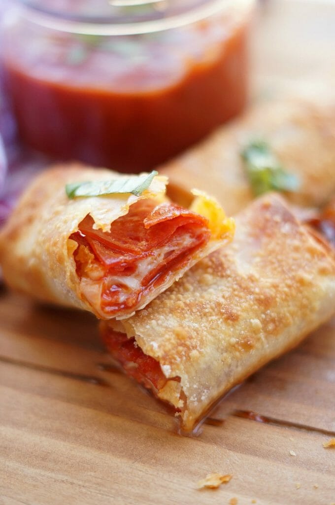 Air Fryer Pepperoni Pizza Egg Rolls