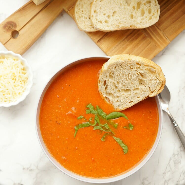 Roasted Tomato Soup with Parmesan Cheese