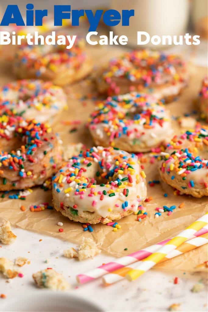 Easy Air Fryer Birthday Cake Donuts with Greek Yogurt