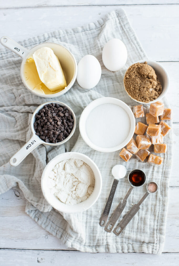 Caramel Stuffed Chocolate Chip Cookie Ingredients
