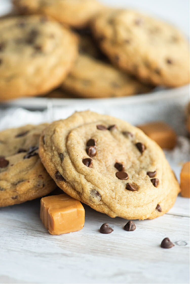 Caramel Stuffed Chocolate Chip Cookies