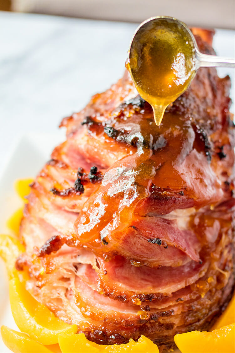 Easy Spiral Ham Recipe with Peach Preserves and Brown Sugar 