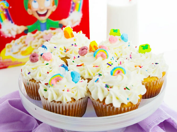 Lucky Charms Cupcakes with Cereal Milk Frosting