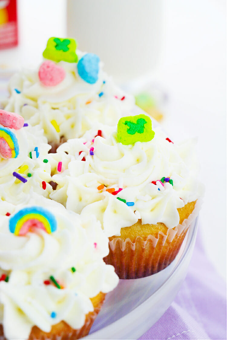Cereal Milk Lucky Charms Cupcakes