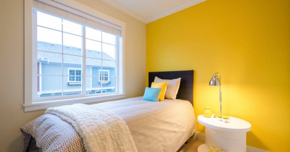 Yellow bedroom interior