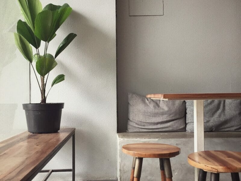 Wooden Bench And Stools In A Cozy Room