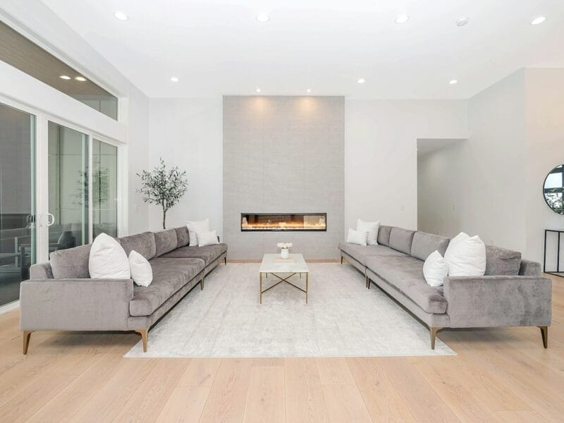 white couch and brown wooden table
