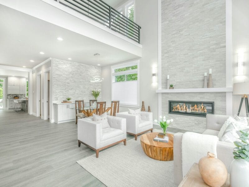 white and brown living room set