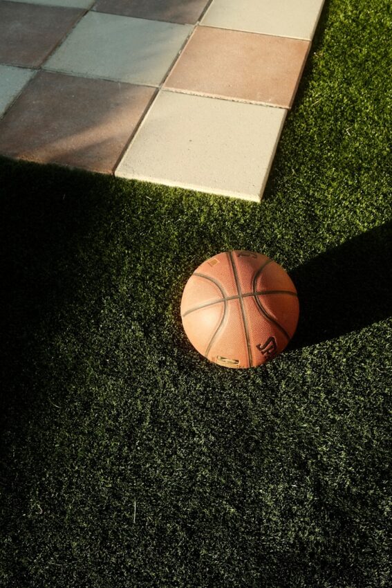 a basketball on a rug