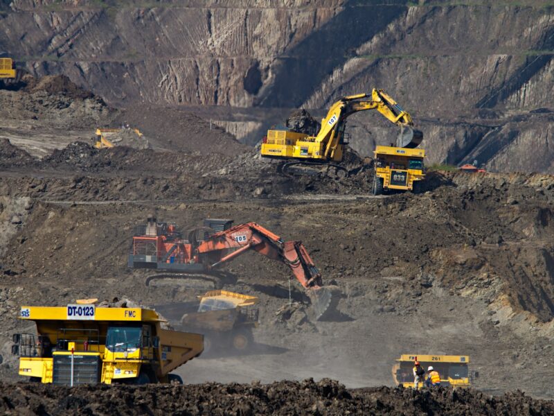 photography of excavators at mining area