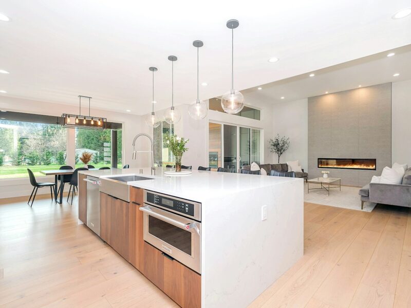 white and brown kitchen counter