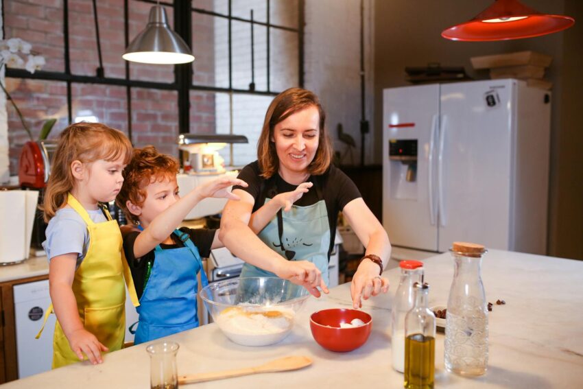 Family baking in the kitchen
