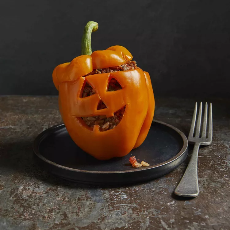 Jack-o'-Lantern Stuffed Peppers