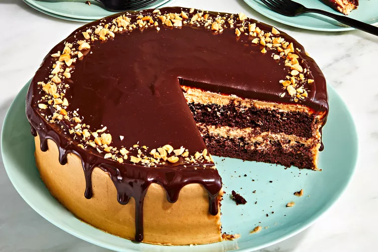 Devil's Food Cake With Salted Peanut Butter Frosting And Ganache