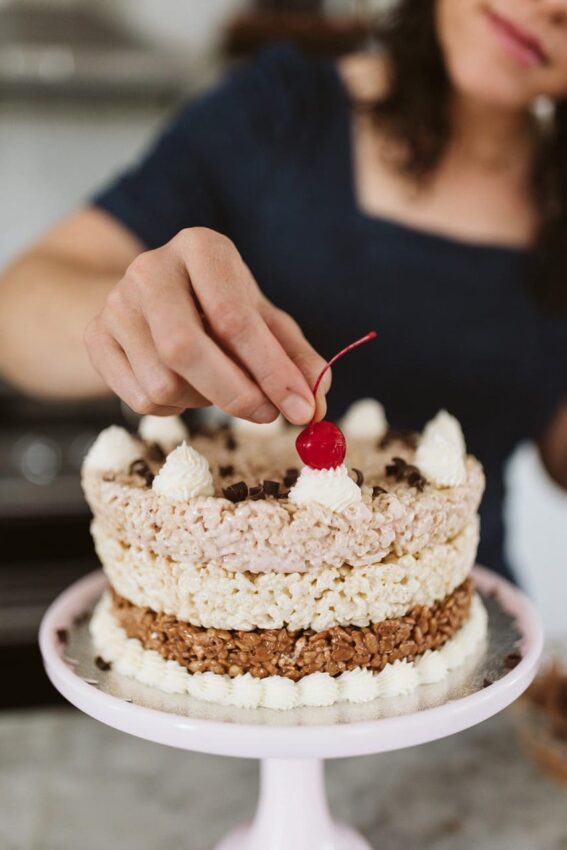 he No-Bake Birthday Cake aka Rice Krispie Cake