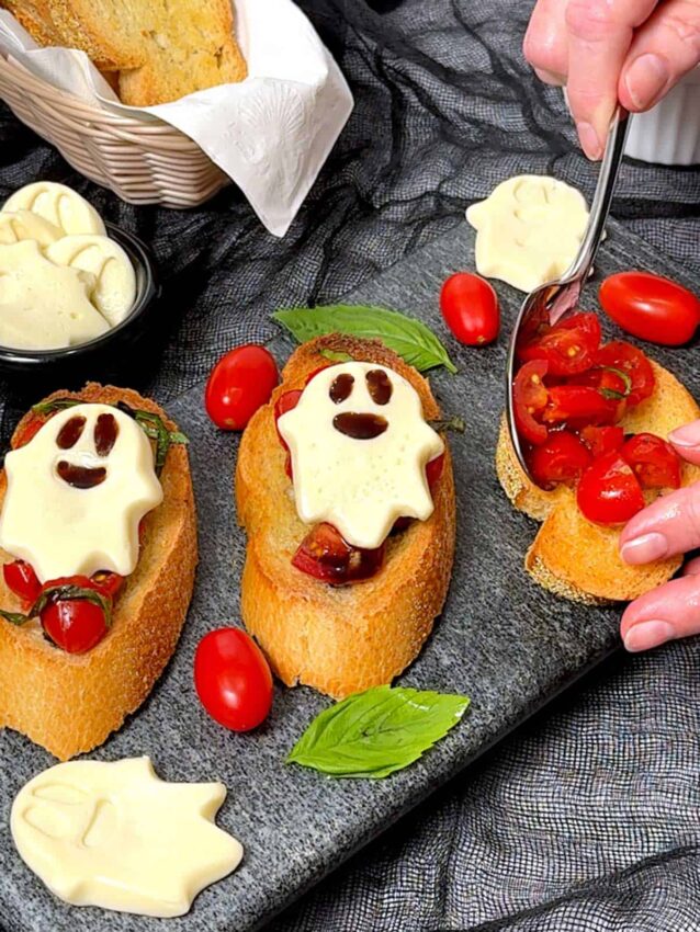 Boo-Schetta: Ghostly Caprese Bites