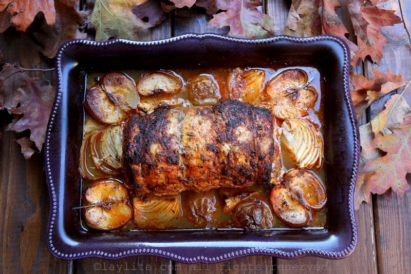 Apple cider roasted pork loin