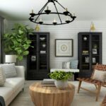 black metal stand on brown wooden round table