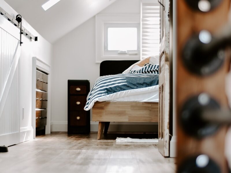 white and blue bed linen