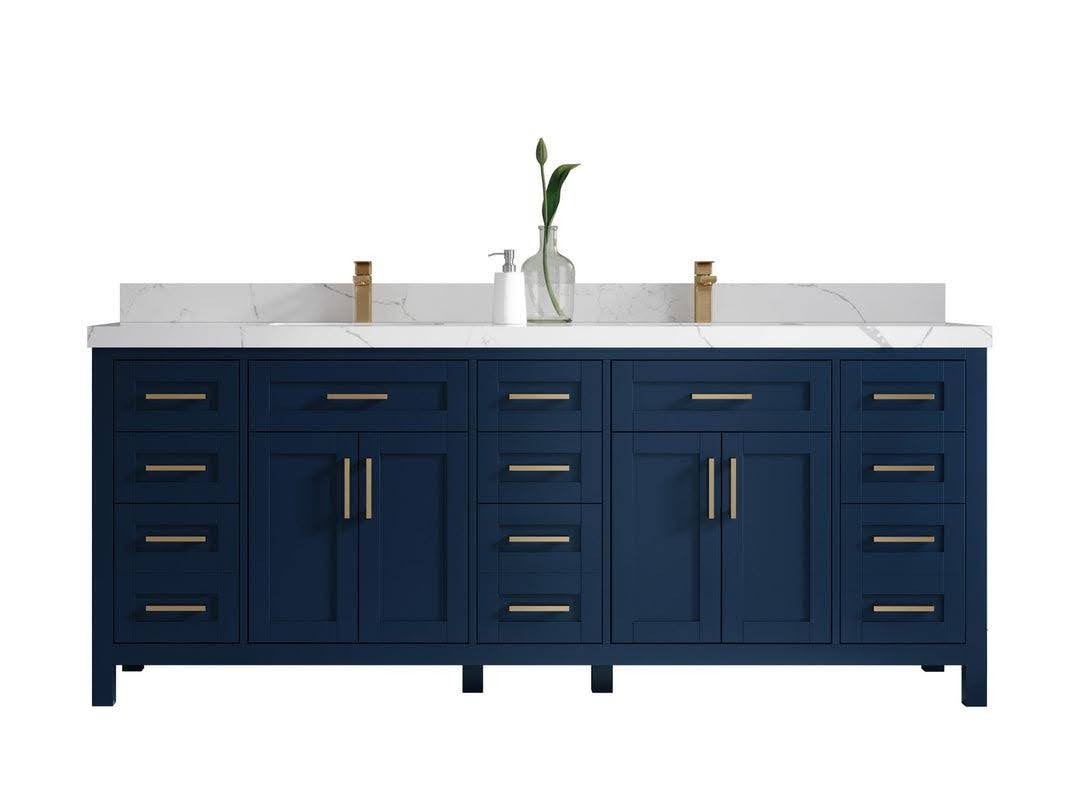Willow Bath & Vanity deep navy Shaker bathroom vanity in luxury bathroom