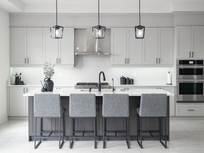 Modern kitchen with island and bar stools