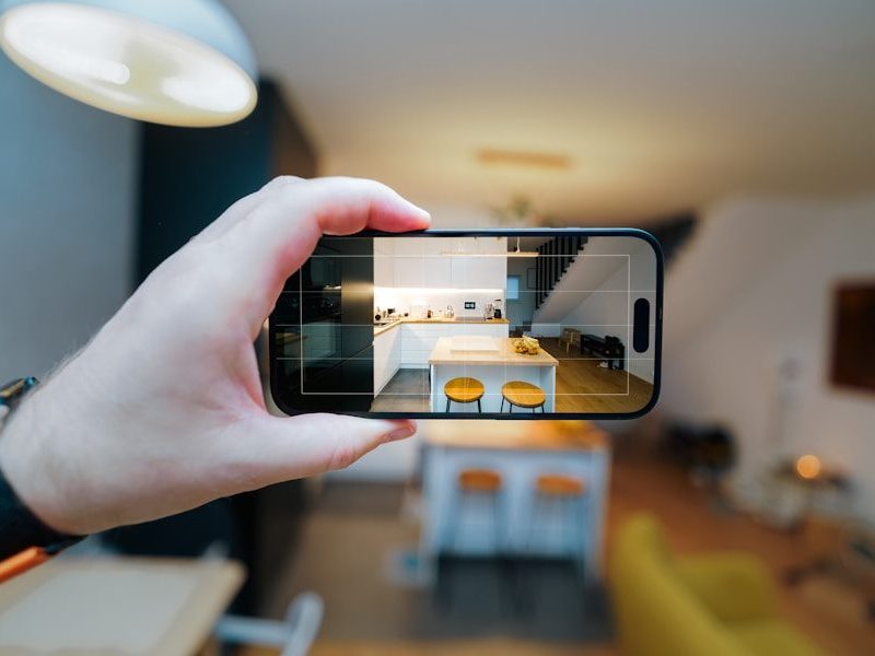A person taking a picture of a living room