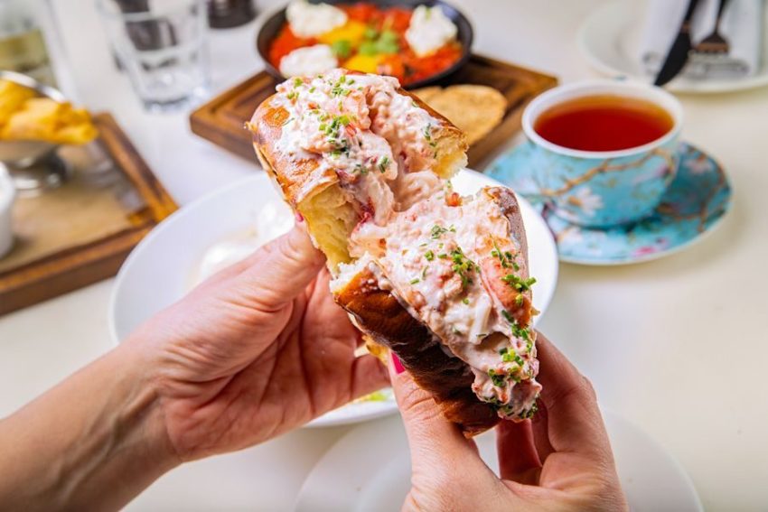 Lobster roll with New England-style split-top buns