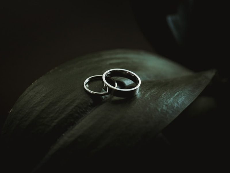 silver-colored rings